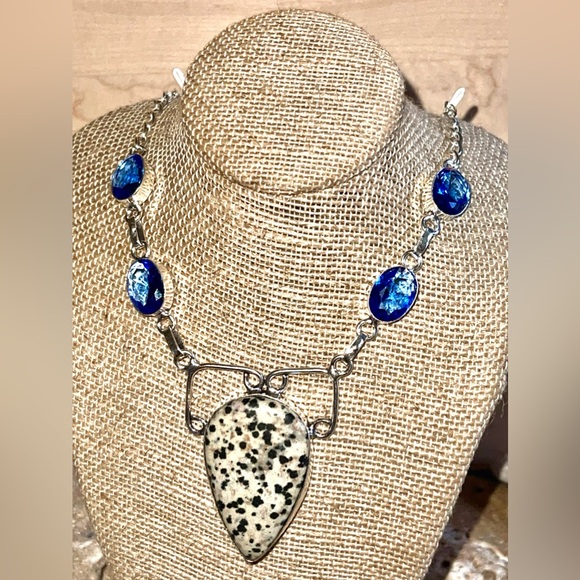 Dalmation Jasper Pendant Necklace 16-17” - Picture 8 of 13